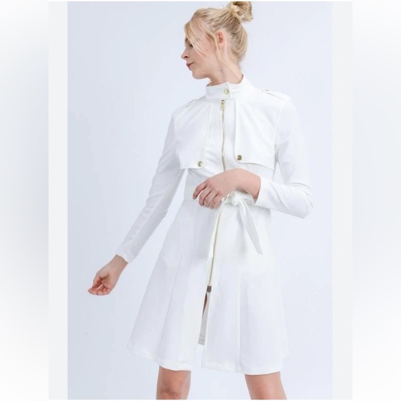 NWT 🆕#130 LOVE TREE, MARA, WAIST TIE ZIP UP LONG LINE TRENCH COAT JACKET, SMALL - Picture 4 of 12